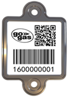 Il verticale installa il codice a barre del cilindro etichetta il GPL che segue l'etichetta permanente della protezione UV