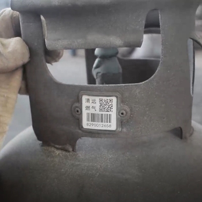 Il QR Code della pista del cilindro della resistenza chimica identifica l'etichetta d'acciaio del codice a barre della glassa