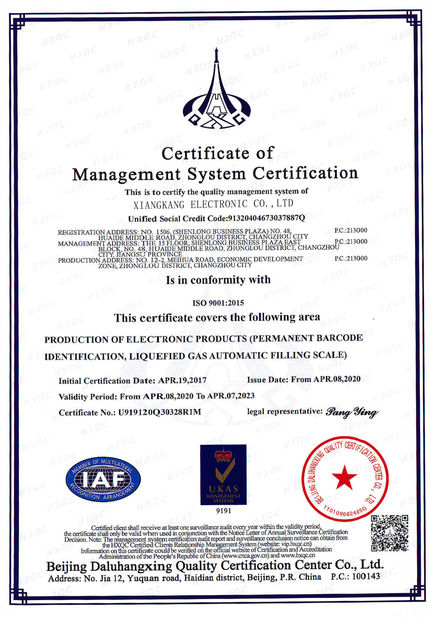 Porcellana Xiangkang Electronic Co., Ltd. Certificazioni